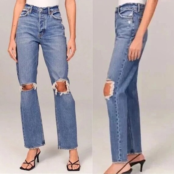 Abercrombie & Fitch | Women’s medium blue Curve Love The Dad High Rise Jeans, 27 - Picture 1 of 15